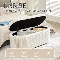 Vista 3 de Storage Teddy Ottoman Bench Upholstered Fabric Storage Bench End of Bed Stool with Safety Hinge for Bedroom, Living Room, Entryway, Closet(45.5