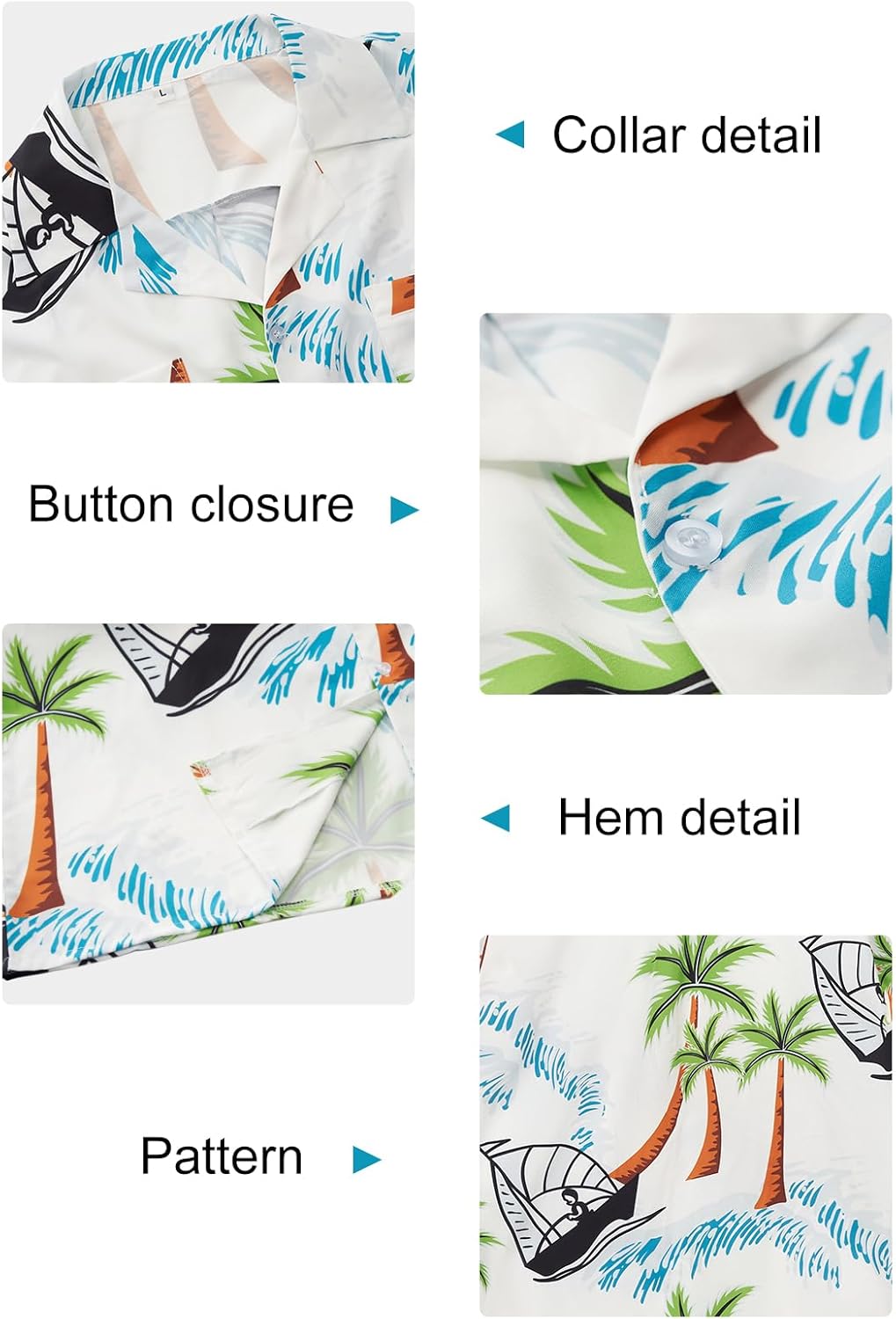 Men 2 Piece Tracksuit Hawaiian Beach Outfits Button Down Shirt and Shorts Sets - Image 4