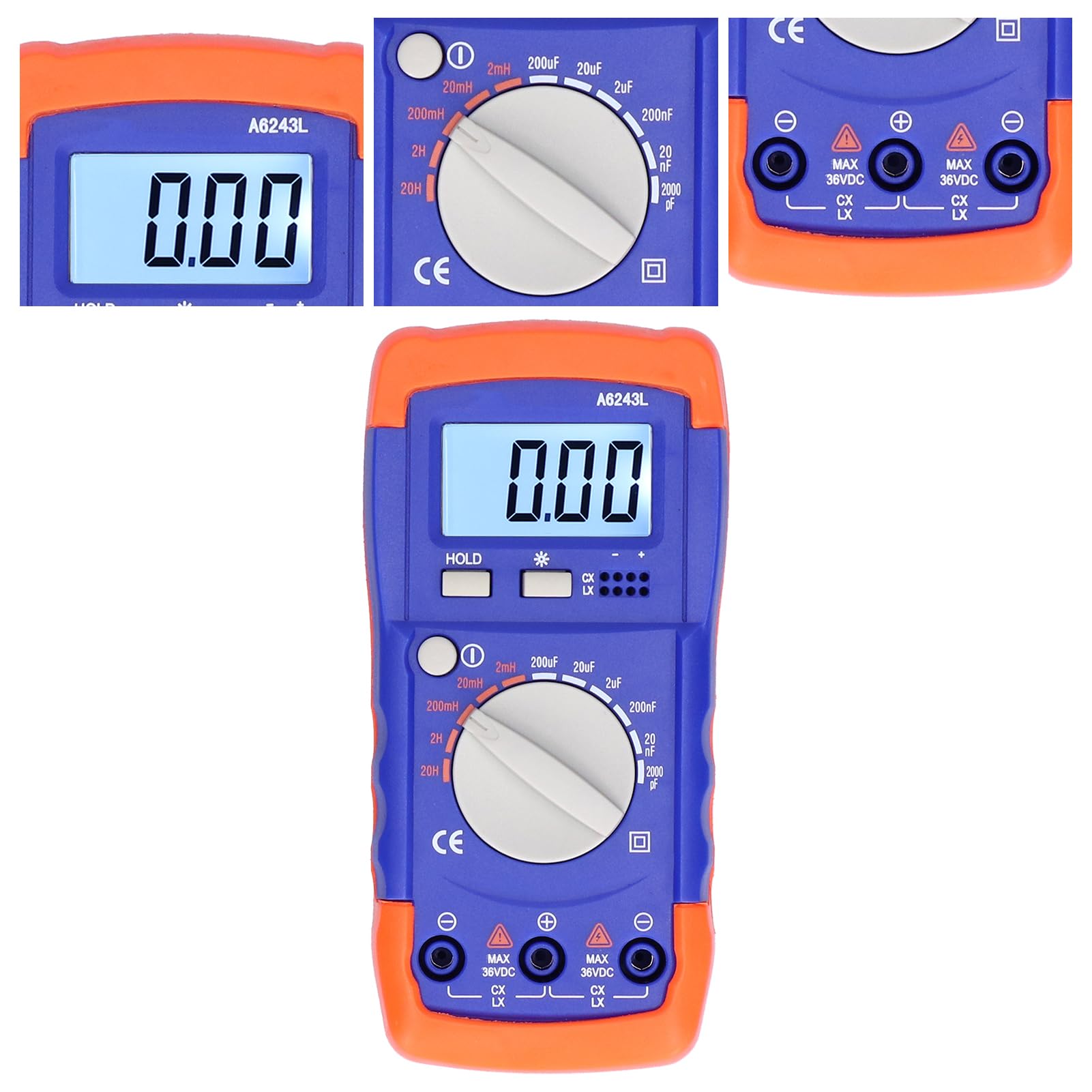 Fdit Probador de Capacitancia LCD, Medidor Digital A6243L Medidor de Inductancia Inteligente Medidor de Medición de Capacitor para Kits de Prueba (A6243L)
