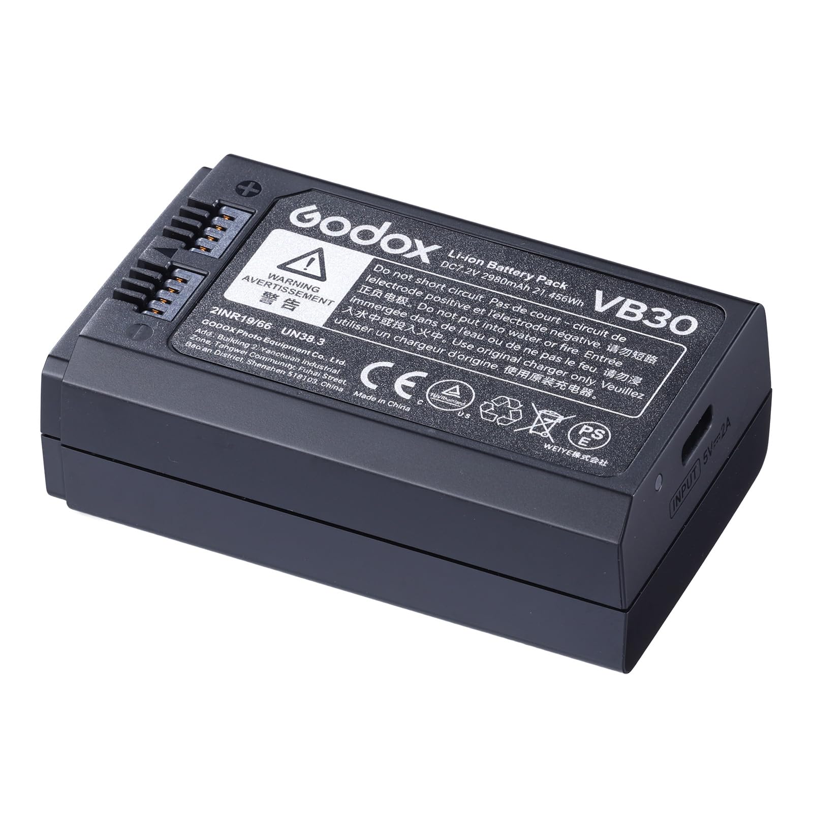Godox VB30 Batería,Puerto Tipo-C, Reemplazo con para V1ProC V1ProN V1ProS V1C V1N V1S V1F V1O V1P V860III-S V860III-C V860III-N V860III-F V860III-O Cámara Flash Speedlite