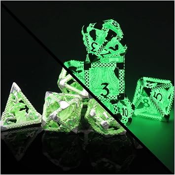 DND Dice Set Role Play Polyhedral Dice Set D and D 3D Glow Green