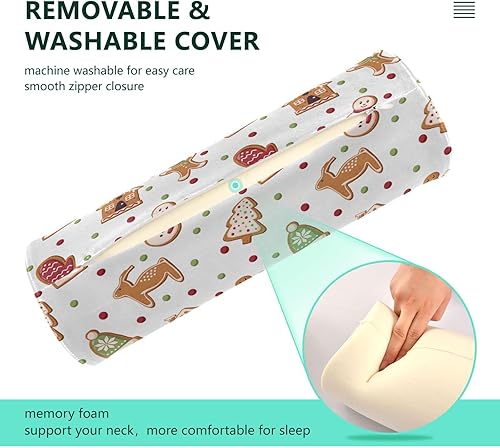 Miniatura 4 de Christmas New Year Gingerbread Cookie Winter Holiday Bolster Pillow for Legs Sleeping Therapeutic Neck Roll Pillow Round Pillow Foam Pillow