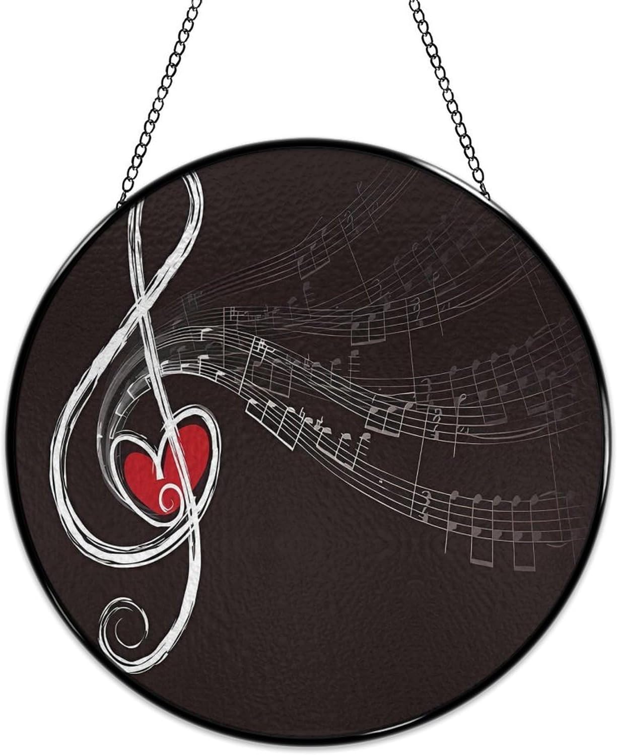 Stained Glass Hanging Sign Suncatcher, Treble Love and Music