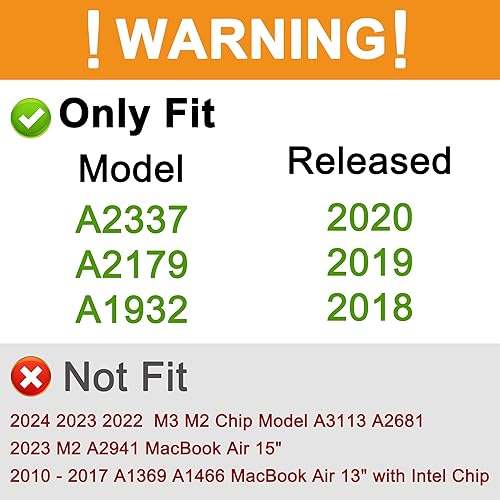Miniatura 10 de B BELK Funda rígida compatible con MacBook Air de 13 pulgadas 2021 2020-2018 versión A2337 A2179 A1932, carcasa rígida para MacBook Air M1 de 13.3