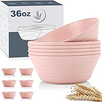 Vista 17 de Wrova Juego de 6 cuencos de paja de trigo, cuencos grandes irrompibles de 50 onzas, aptos para microondas y lavavajillas, ensaladeras grandes