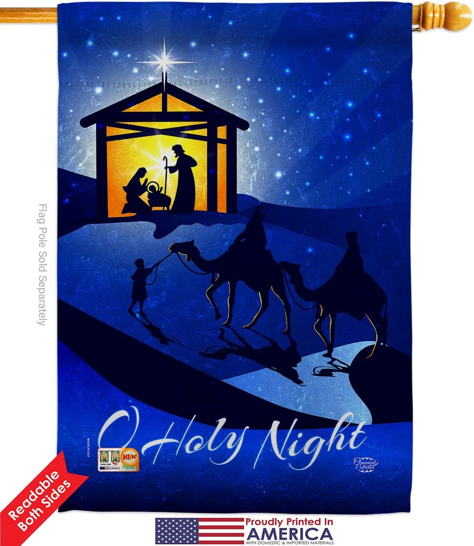 Star of Bethlehem House Flag Dowel Set Winter Three King Religious Holy Family Season Wintertime Christian Small Decorative Gift Yard Banner Double-Sided Made In USA 28 X 40