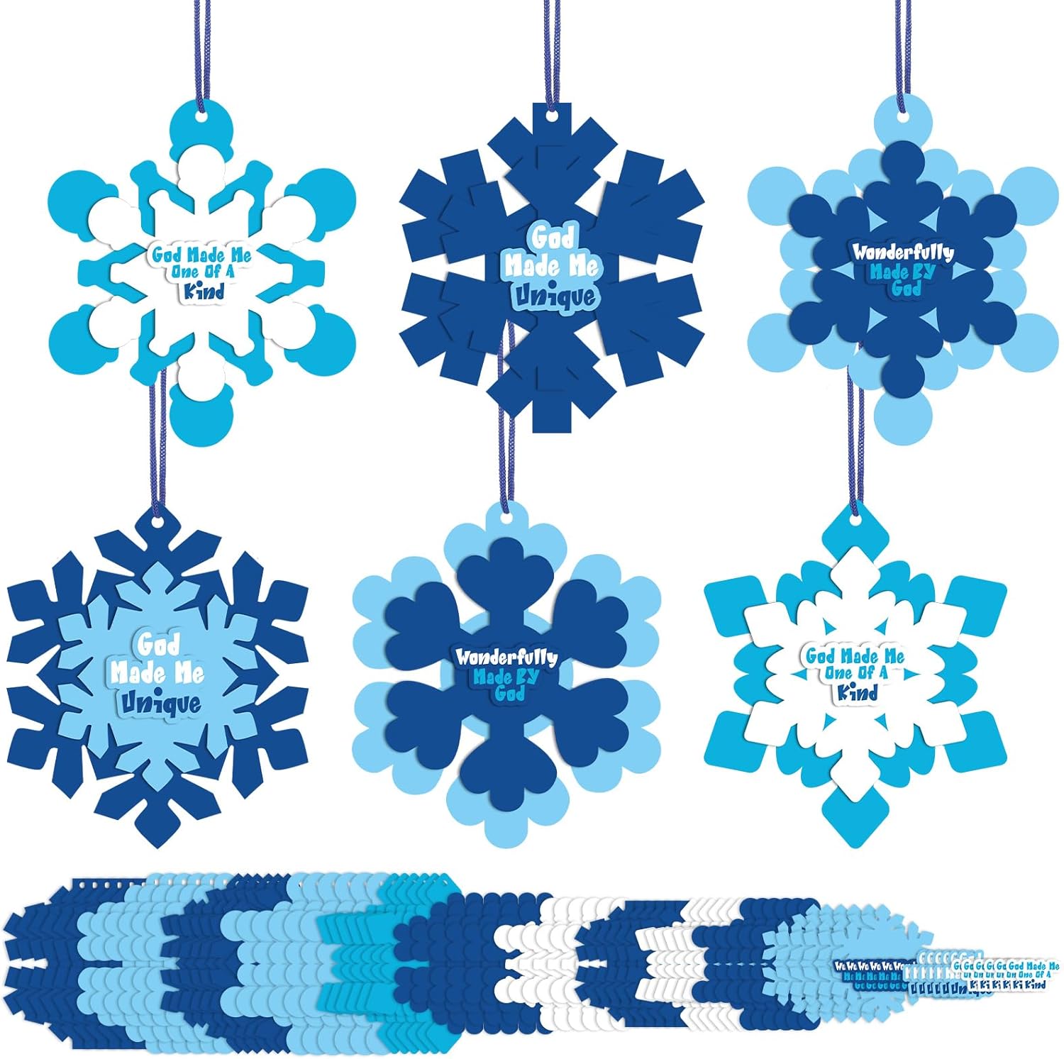 36 Pieces Winter Religious Snowflake Craft DIY Snowflake Ornaments Bulk Craft Christian Jesus Faith Crafts for Winter Sunday School Church Party Classroom Activities