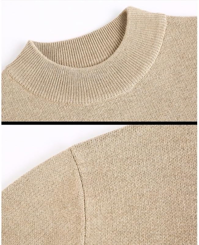 Half High Collar Pullover Wool Sweater Men's Solid Color Base Casual Warm Sweaters