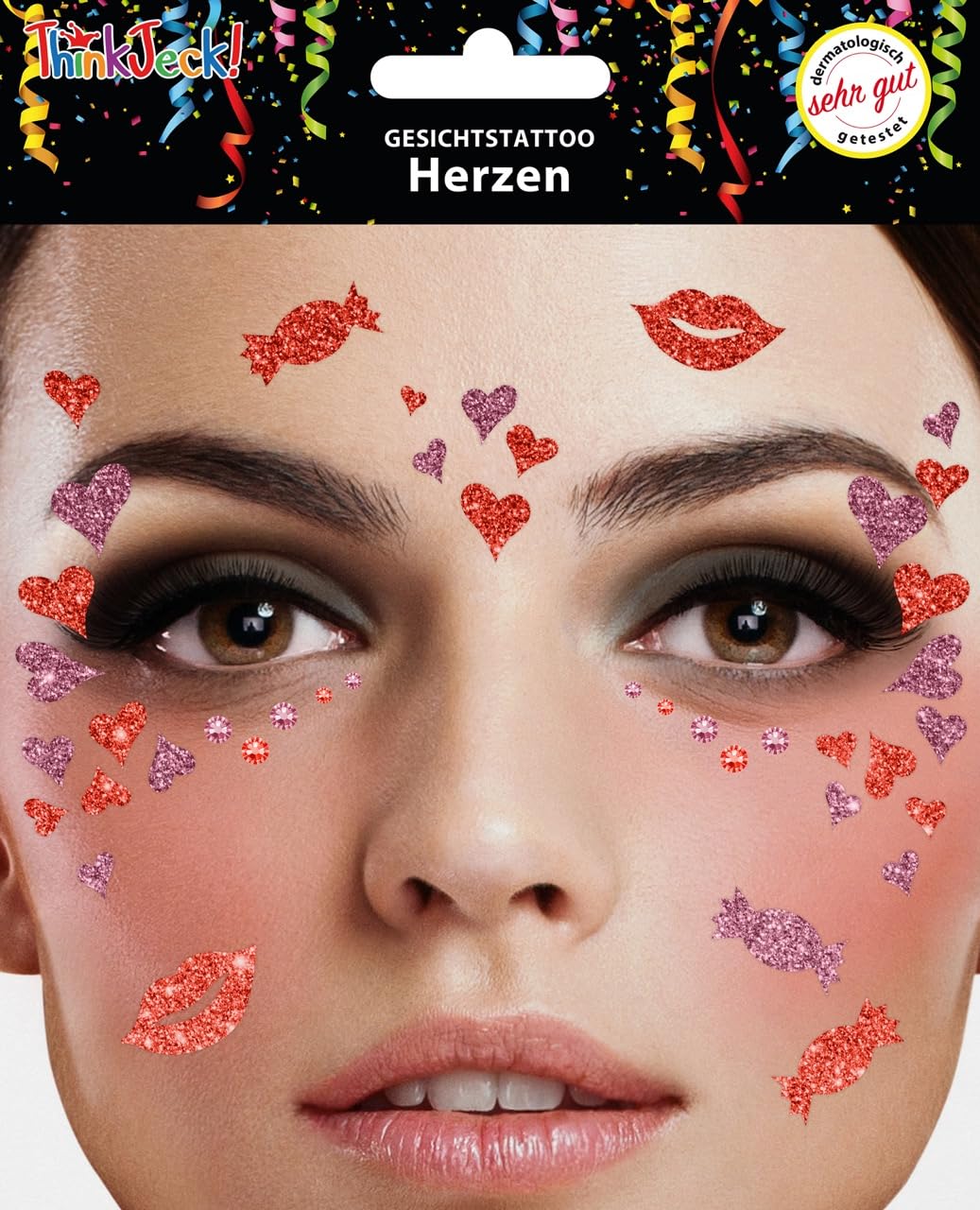 Glitzer Gesichtsaufkleber – Temporäre Tattoos Mit Strass, Wasserfest, Für Festival, Halloween & Make-up
