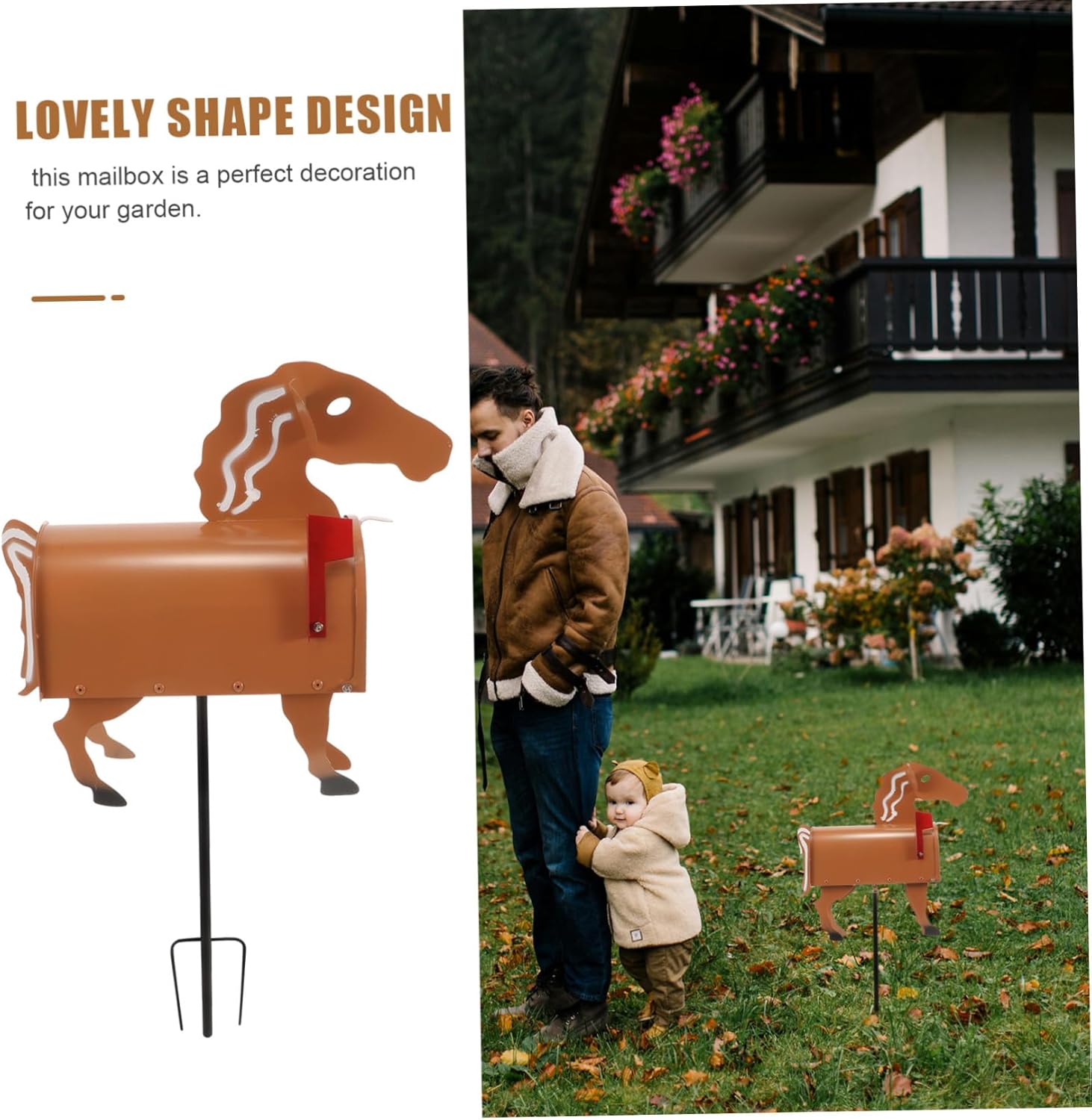 Horse Shaped Iron Mailbox Unique Outdoor Letter Box for Home and Garden Adorable Design Polished Finish Easy to Install for Decor and Practical Use