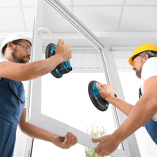Miniatura 8 de Paquete de 2 ventosas de vidrio, 8 pulgadas, ventosa de vidrio resistente de 8 pulgadas, elevador de succión de vidrio de mano para elevación de