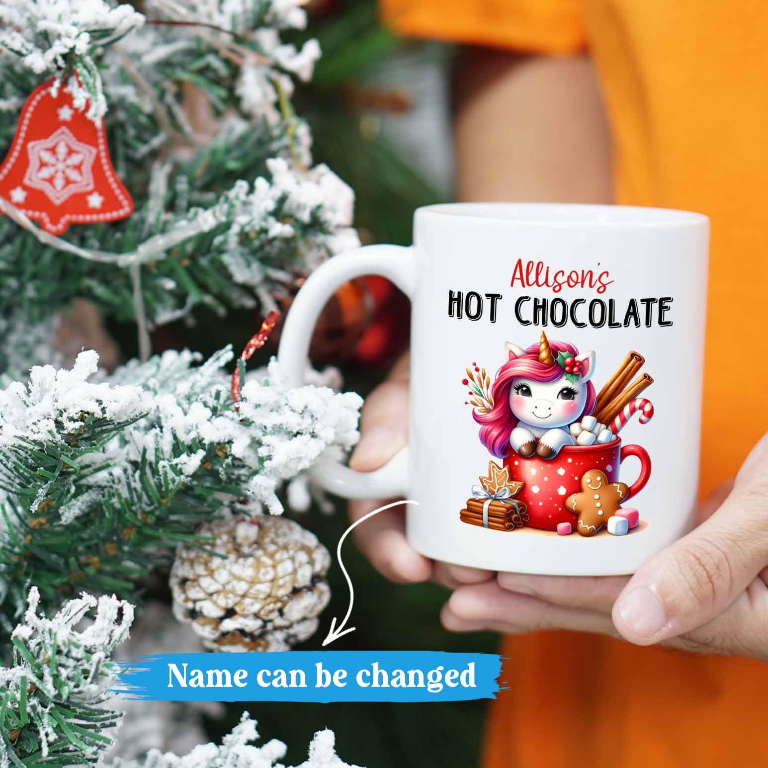 Personalized Christmas Hot Chocolate Mug - Custom Name Holiday Cup | 11oz Or 15oz White Ceramic