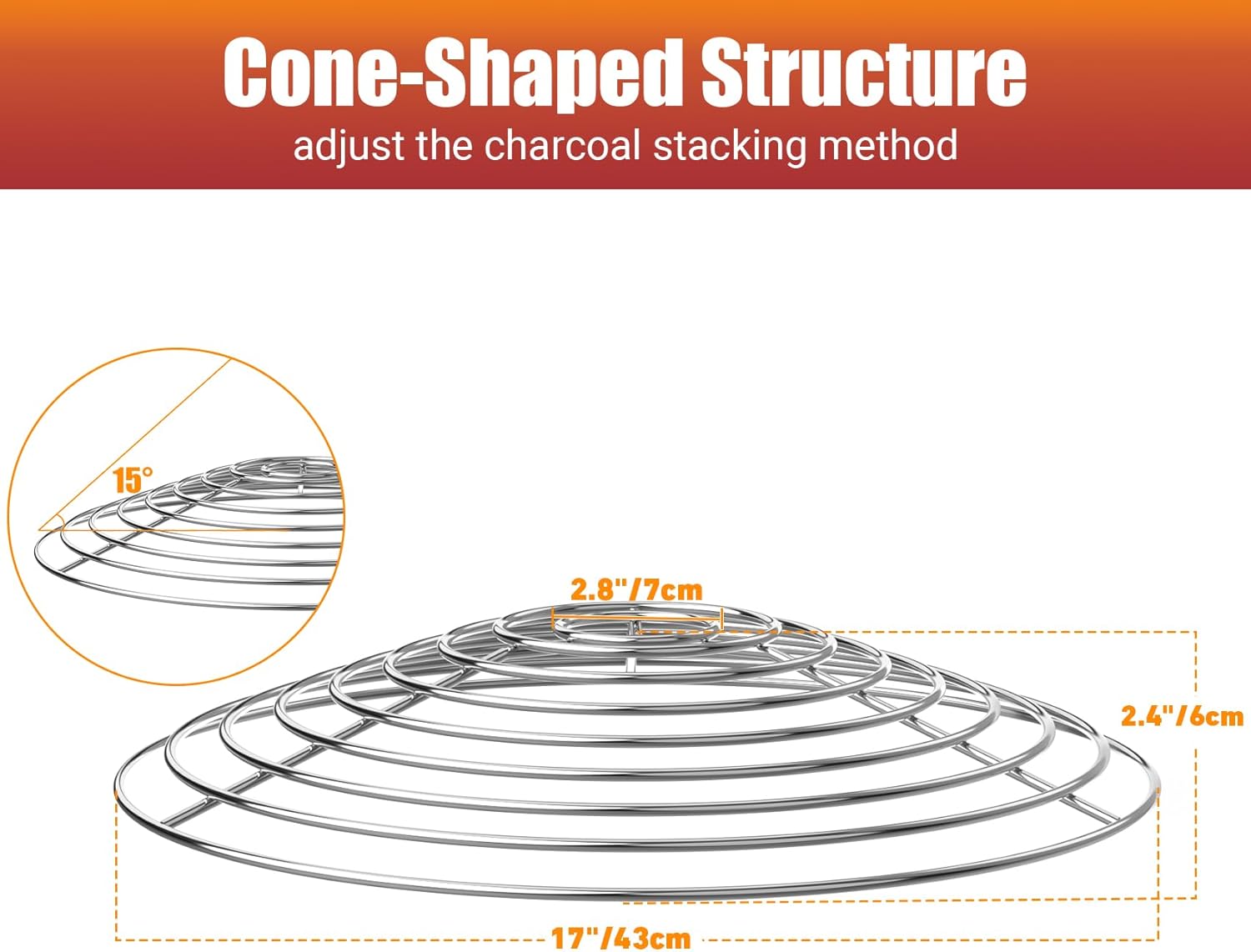 onlyfire Charcoal Grate Fire Grate, BBQ High Heat Charcoal Plate for Weber 22" Kettle Grills and Other Similar Size Grills