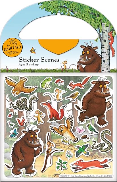Paper Projects 01.70.29.008 Zestaw aktywności Gruffalo - zawiera sześć scen i ponad 50 naklejek wielokrotnego użytku, wielokolorowe