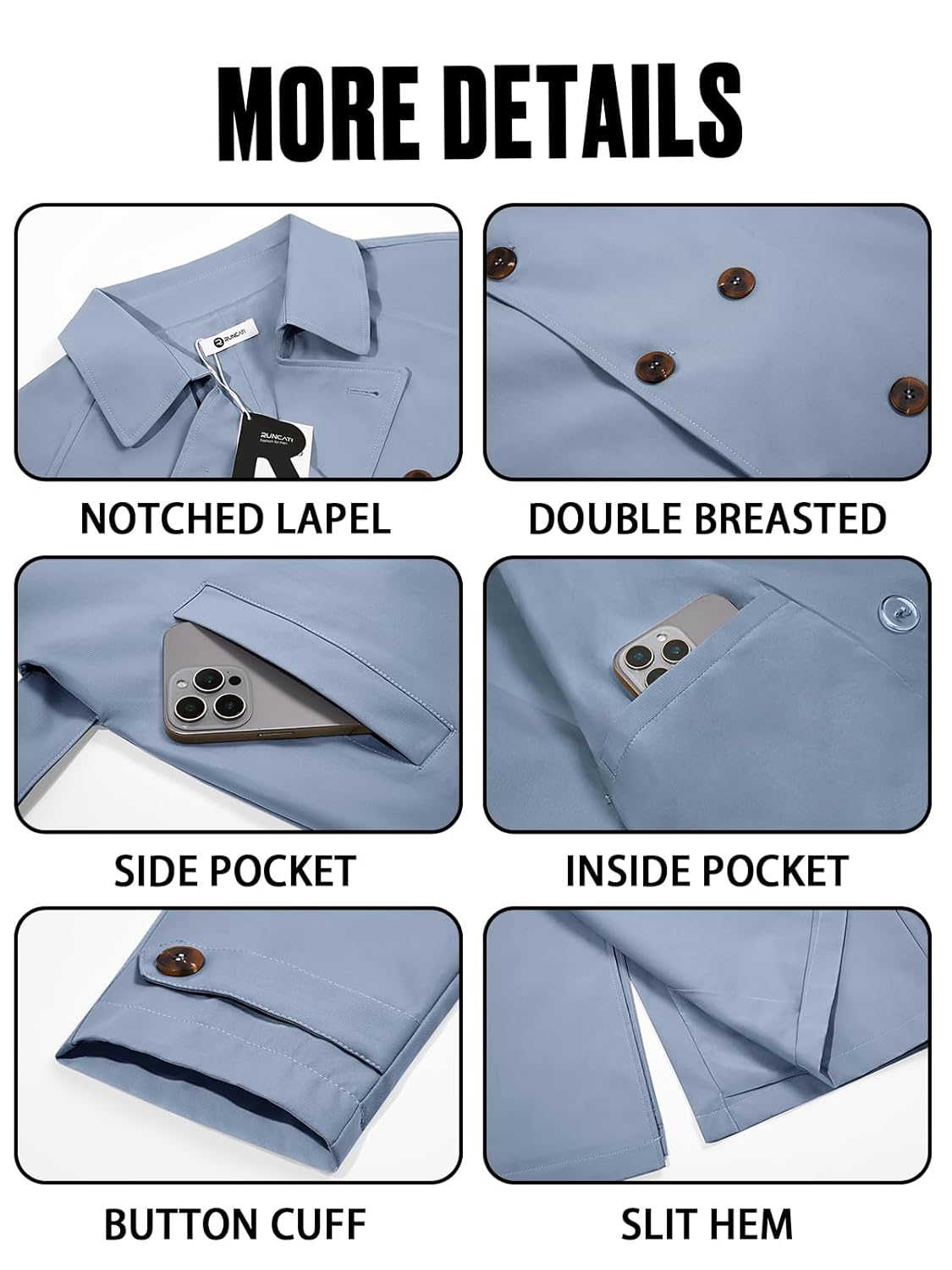 Runcati Sobretudo masculino trench coat transpassado lapela entalhada casual com cinto corta-vento outono clássico casaco longo em promoção! Veja a oferta e mais achadinhos de Jaquetas & Casacos 6 Hoje é o melhor dia para comprar Runcati Sobretudo masculino trench coat transpassado lapela entalhada casual com cinto corta-vento outono clássico casaco longo com aquele preço maroto! Promoção! Aproveite a oferta! 6