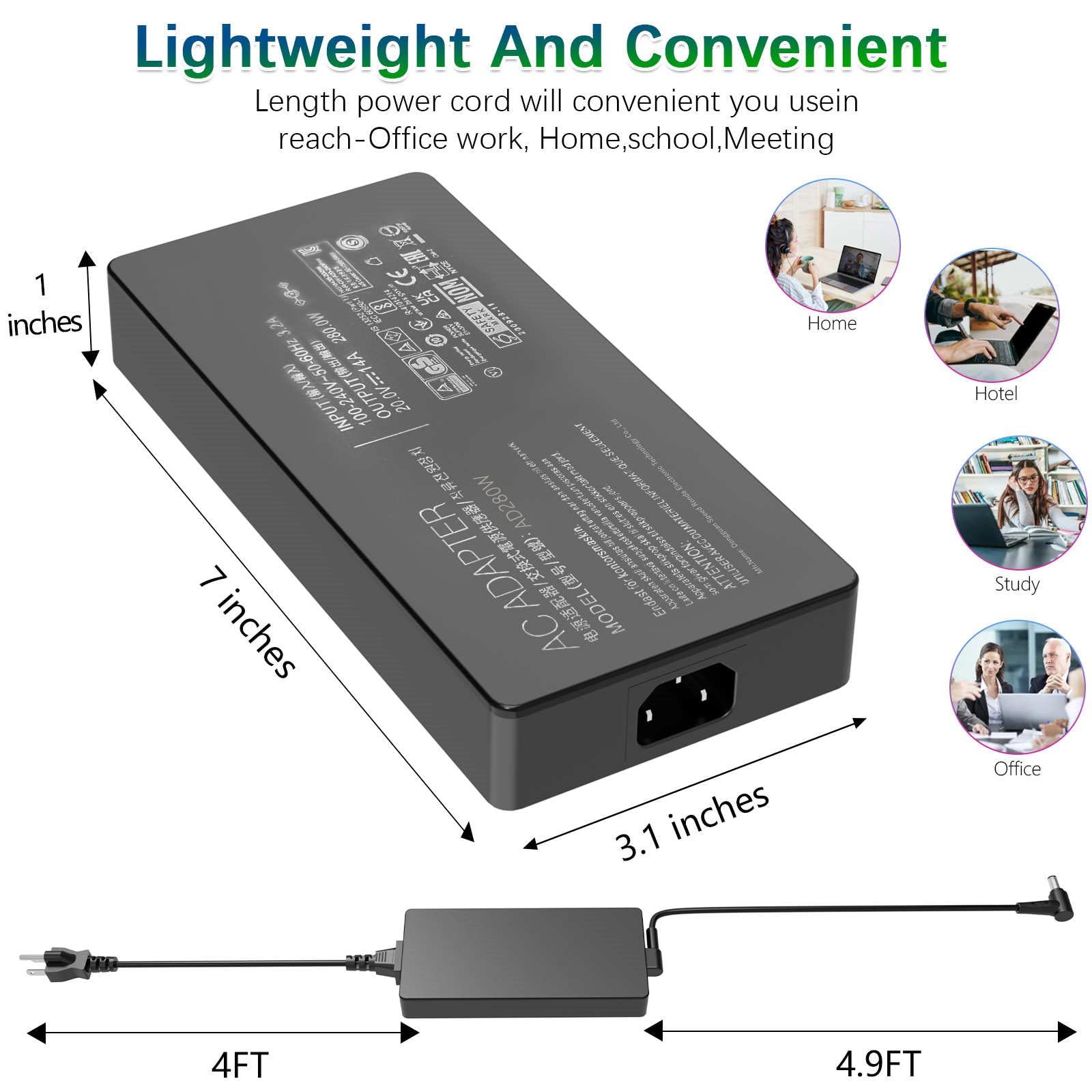 280W 14A 20V Netzteil Ladegerät für Asus ROG Strix G15 G17 G513R G513Q G713R G713Q Scar 15 17 G532L G533Z G732L G733Z Hero Scar III G731G G703G ADP-280W 80EB B Netzteil für Computer