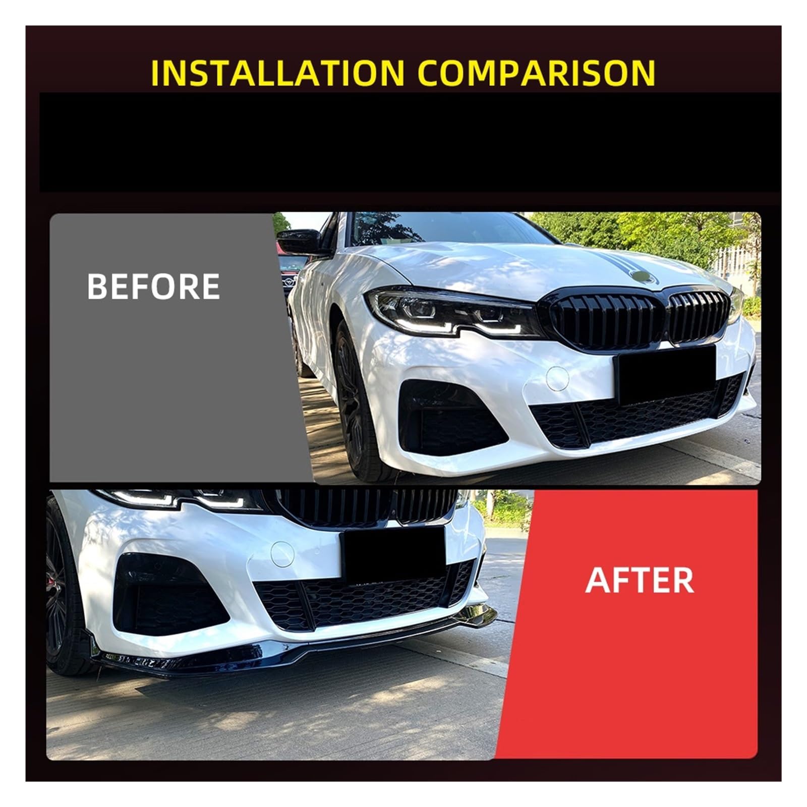 daili store Kompatybilny z BMW G20 M Pack 320i 330i 2019-2022 Splitter przedniego zderzaka Spoiler Dyfuzor Osłona Body Kit MP Style Akcesoria samochodowe Części (Color : Glossy Black)