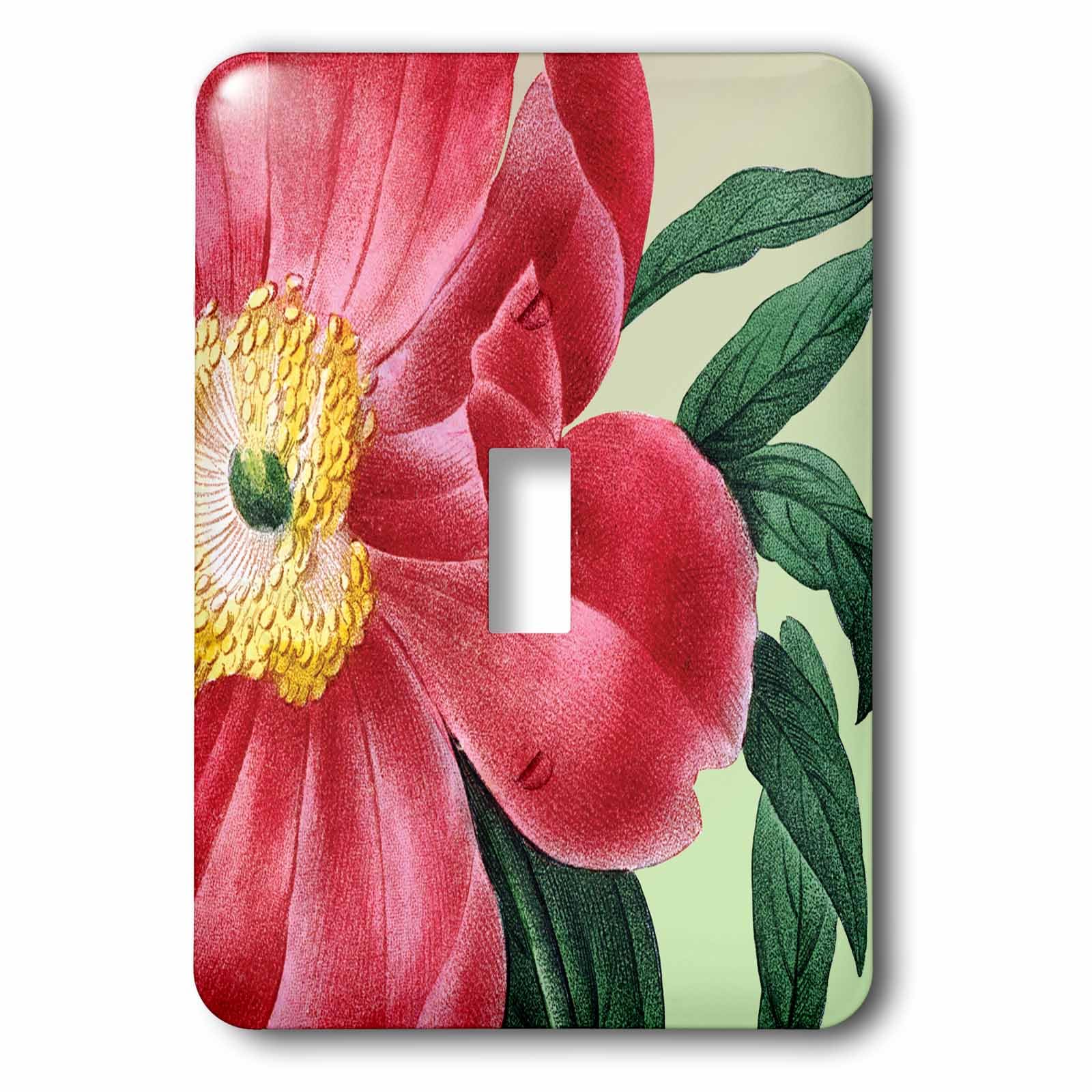 Vintage pivoine floral interrupteur à bascule rouge 3dRose LSP 79190 2,5 cm décor chic