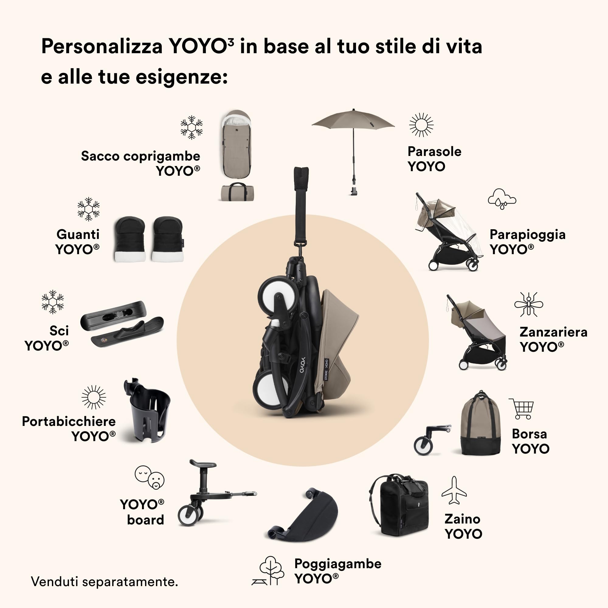Stokke YOYO3 - Telaio per passeggino compatto, colore: Bianco