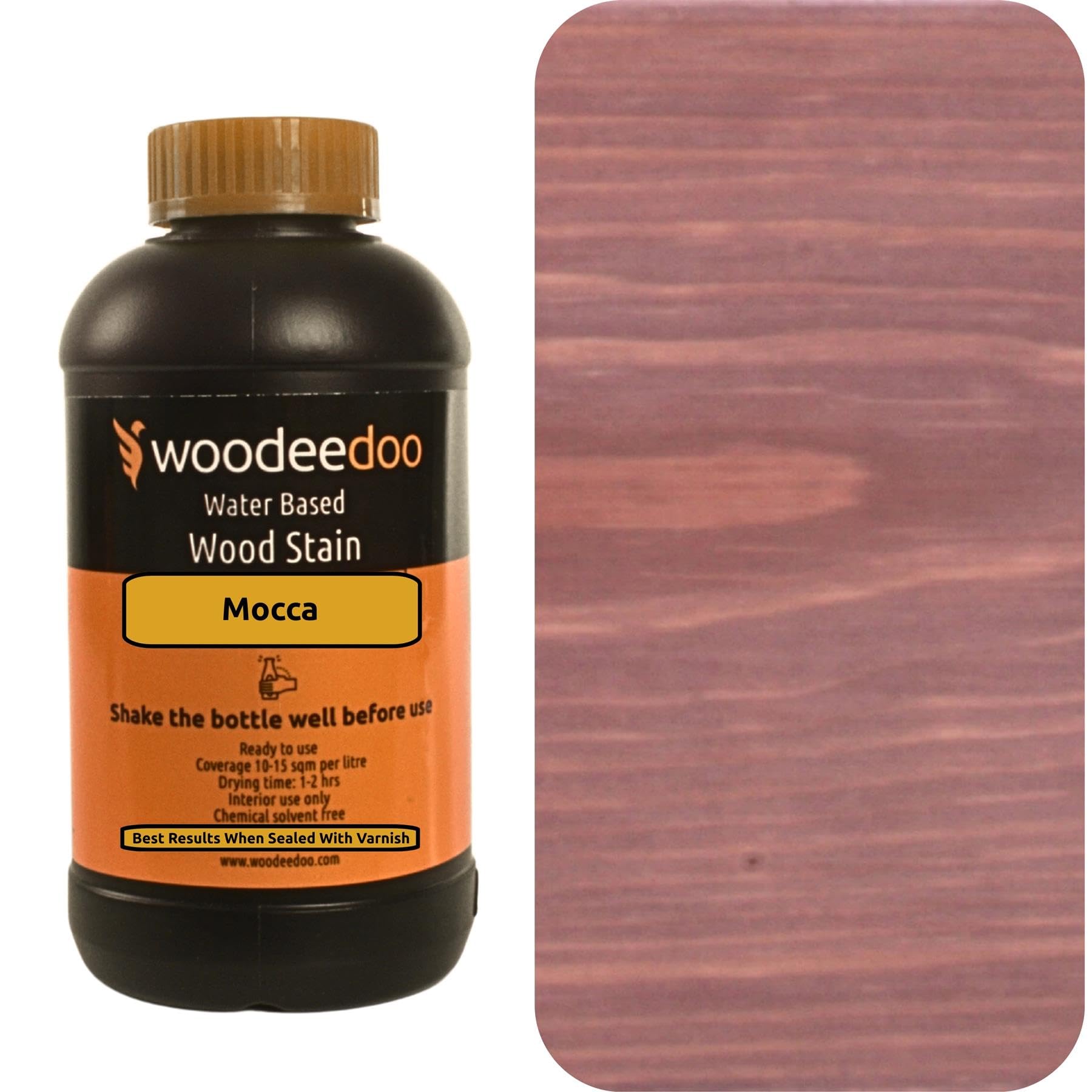 Woodeedoo Mocca Water Based Wood Stain | Wood Dye | Ready To Use | Environmentally Friendly | Solvent Free | Odour Free | 450 Ml |