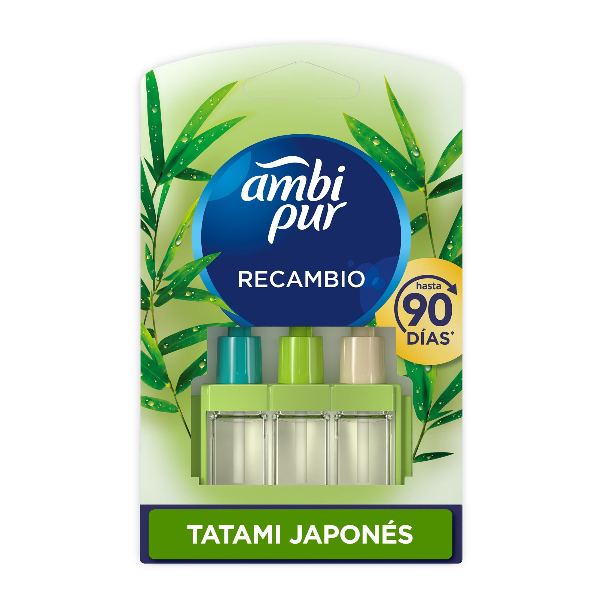 Ambi Pur 3Volution Recambio De Ambientador Eléctrico Tatami Japonés, 3 Aromas Que Alternan Para Eliminar Olores, El embalaje puede variar