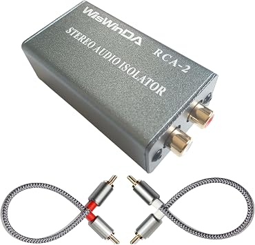 Noise Isolator RCA Pro Audio Hum Eliminator No Affects Bass Noise Filter Aluminum Shell Quality Isolator Transformer for Home Theater Car Audio Player HiFi Stereo Plug&Play Silver-Gray