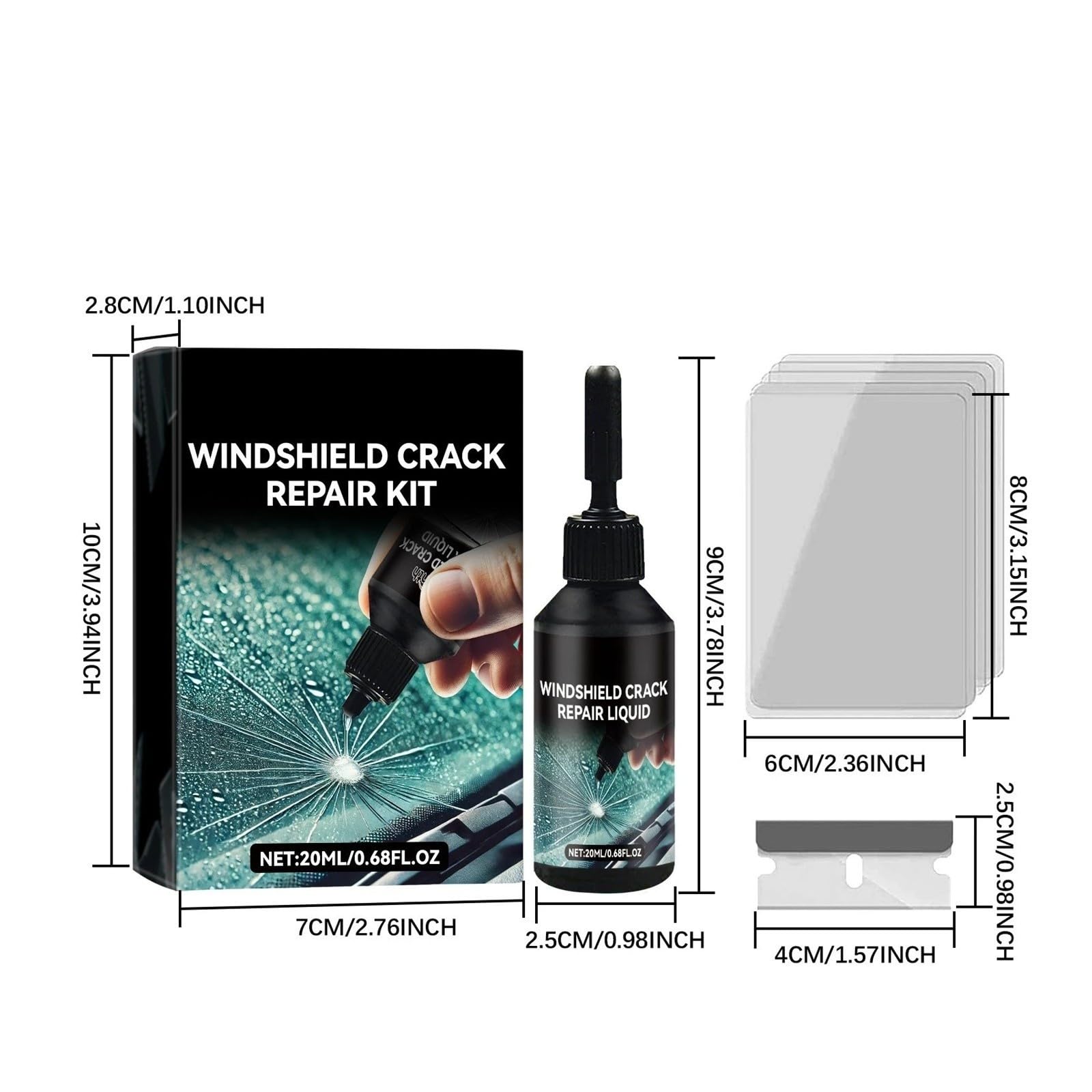 Universelles Auto-Windschutzscheiben-Reparaturset mit Nano-Flüssigkeit(5 Set 20ml)