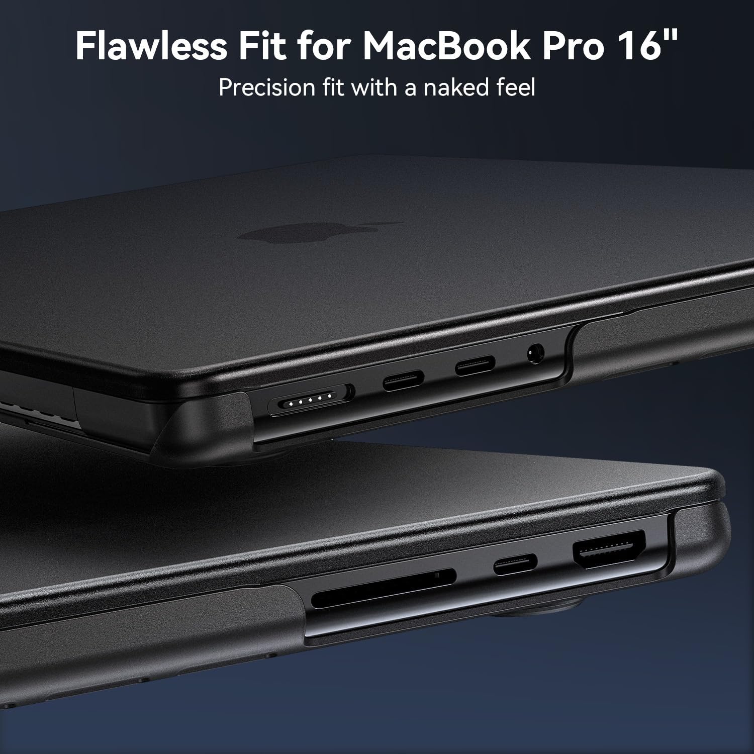 EooCoo Case for MacBook Pro 16 Inch 2026-2021 M5 M4 M3 M2 M1 Pro/Max, [Official Color Match, Anti-Slip, Drop Protection] Matte Hard Shell Laptop Cover, Matte Space Black