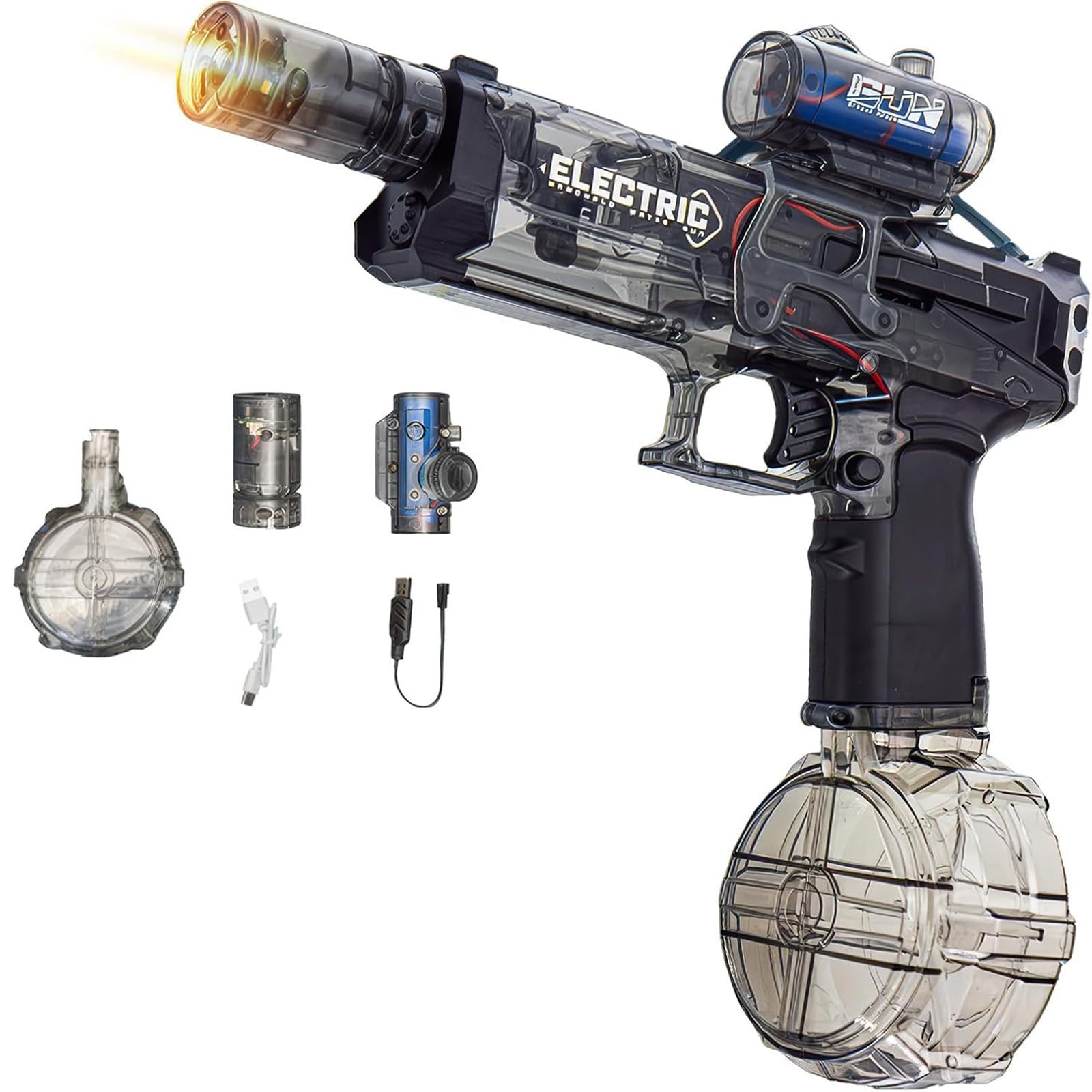 Ultimate Battle Blaster, Ultimate Battle Water Blaster, Pistola de agua eléctrica de largo alcance con luz, Ultimate Battle Blaster Pistolas de agua eléctricas para adultos (Black)