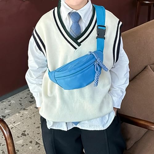 Miniatura 5 de Riñonera para niñas y niños, moda de mezclilla, cangureras, bolsa de hombro casual para viajes deportivos, Azul profundo