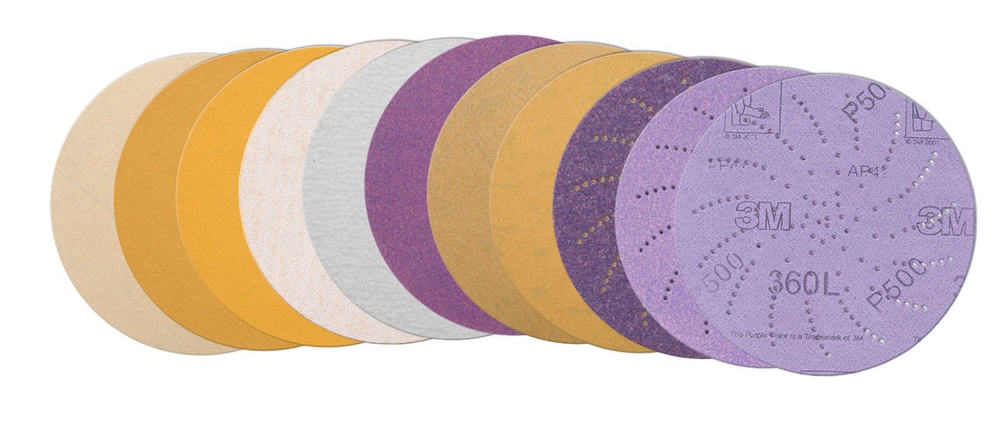 3M Clean Sanding Soft Disc Pad 20425, Hook and Loop Attachment, 6' Diameter x 1/2' Thick, 3/4' Center Hole Diameter, 5/16'-24 External Thread, 25 Holes, Yellow (Pack of 1)