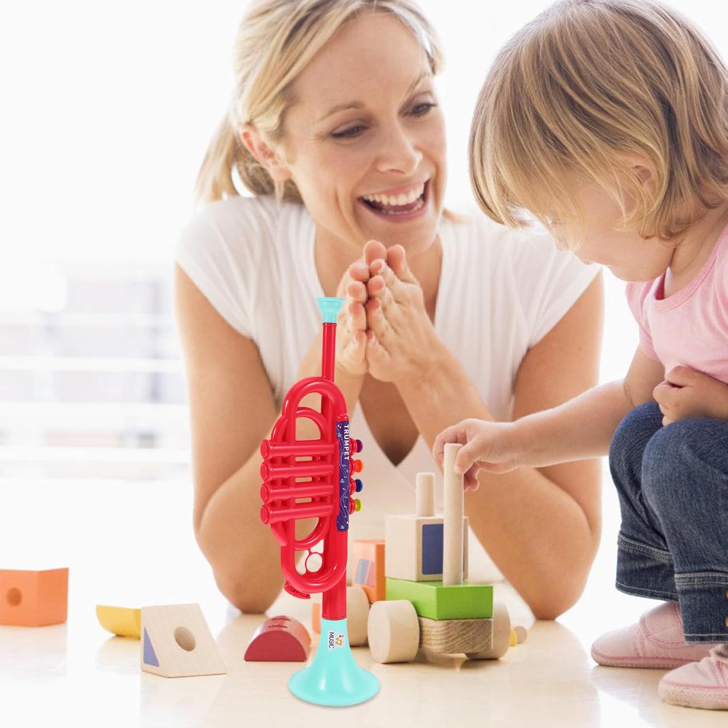 Kids Musical Learning Toy - Creative Instrument Toy for Early Education, Red Abs Trumpet, 13.77x4.33x3.54 Inches, Ideal for Teachers and Classrooms, Random Color