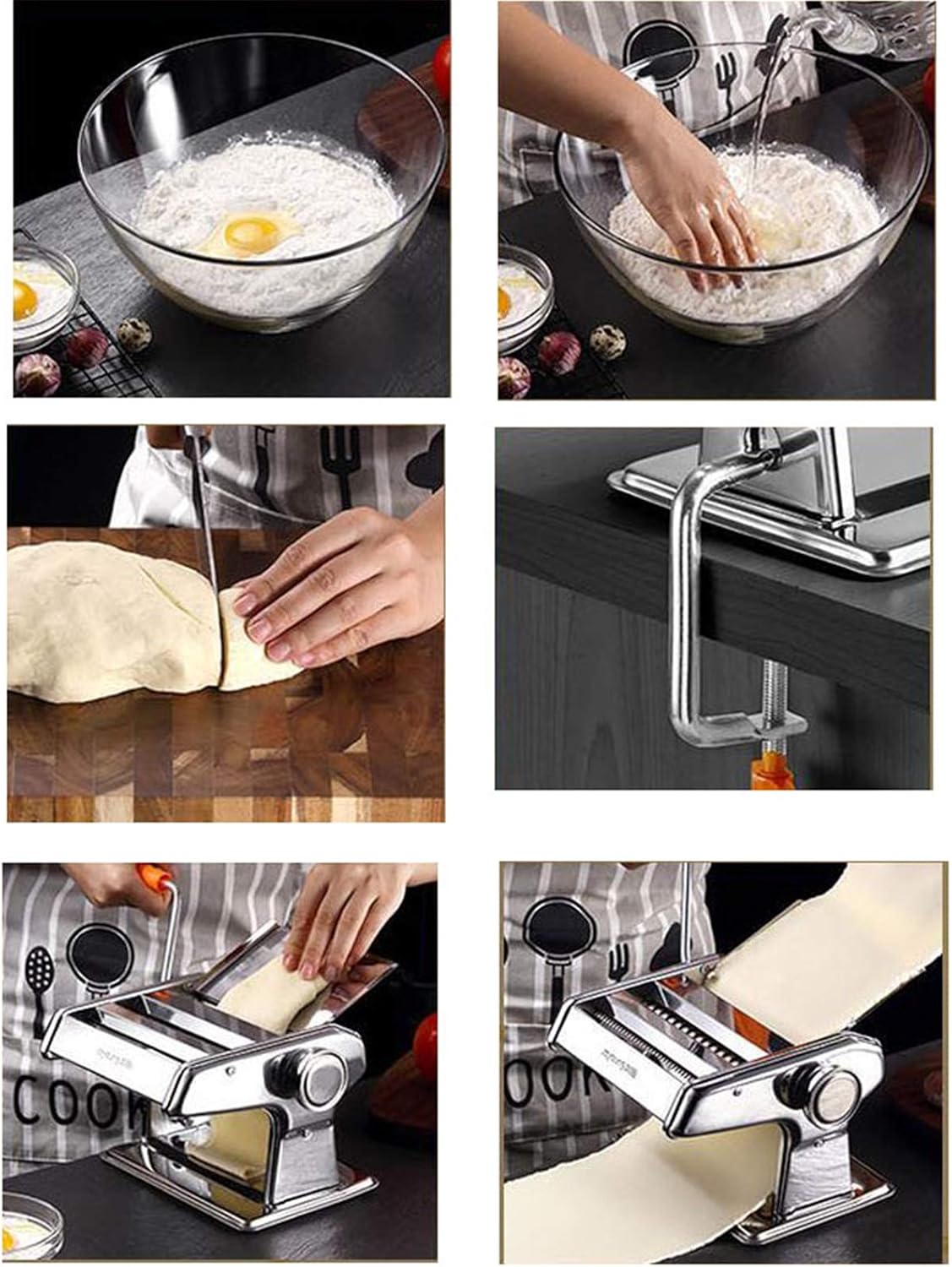 Pasta Maker Machine, Multifunctional 3 in 1 Stainless Steel Manual Pasta Machine, 3-5Mm Adjustable Noodle Presser Cutter