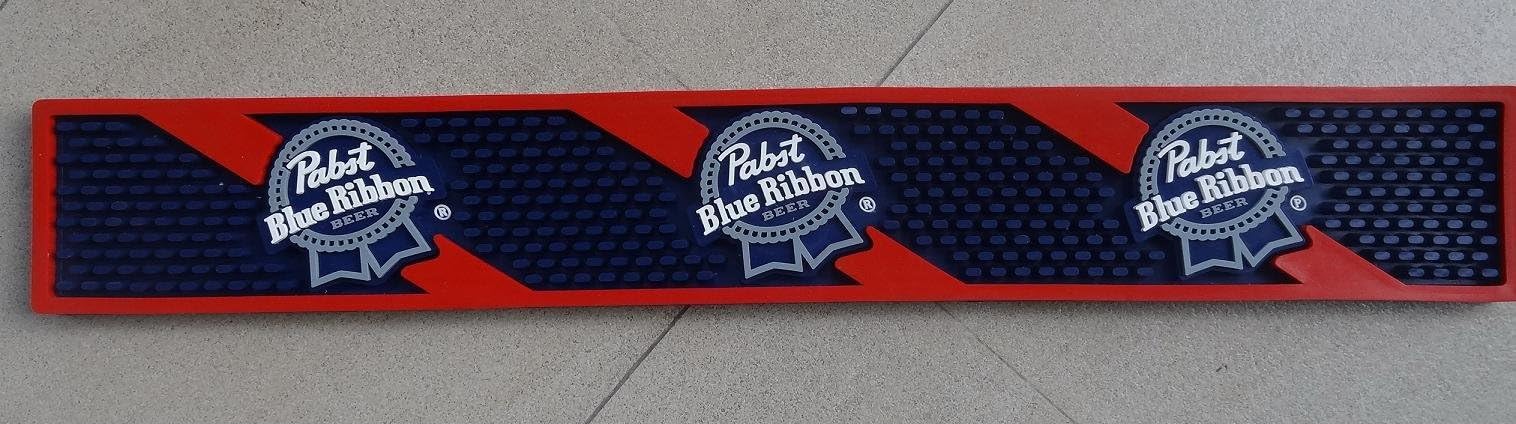 Pabst Blue Ribbon Professional Bar Mat Spill Mat Rail Drip Mat PBR