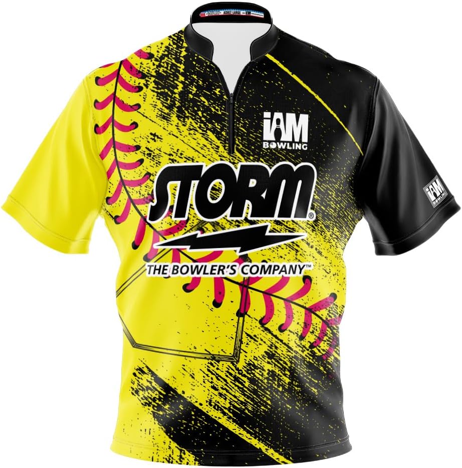 Logo Infusion I AM Bowling Jersey Short Sleeve Sash Collar 2074-ST Made in USA Storm