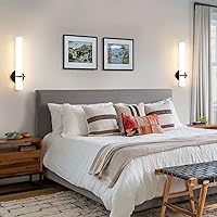 Vista 8 de Juego de dos apliques de pared, regulables, modernos, 18 W, 3000 K, luces LED de pared negras y doradas, para sala de estar, dormitorio, baño