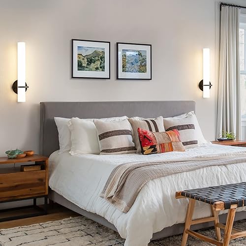 Miniatura 8 de Juego de dos apliques de pared, regulables, modernos, 18 W, 3000 K, luces LED de pared negras y doradas, para sala de estar, dormitorio, baño,