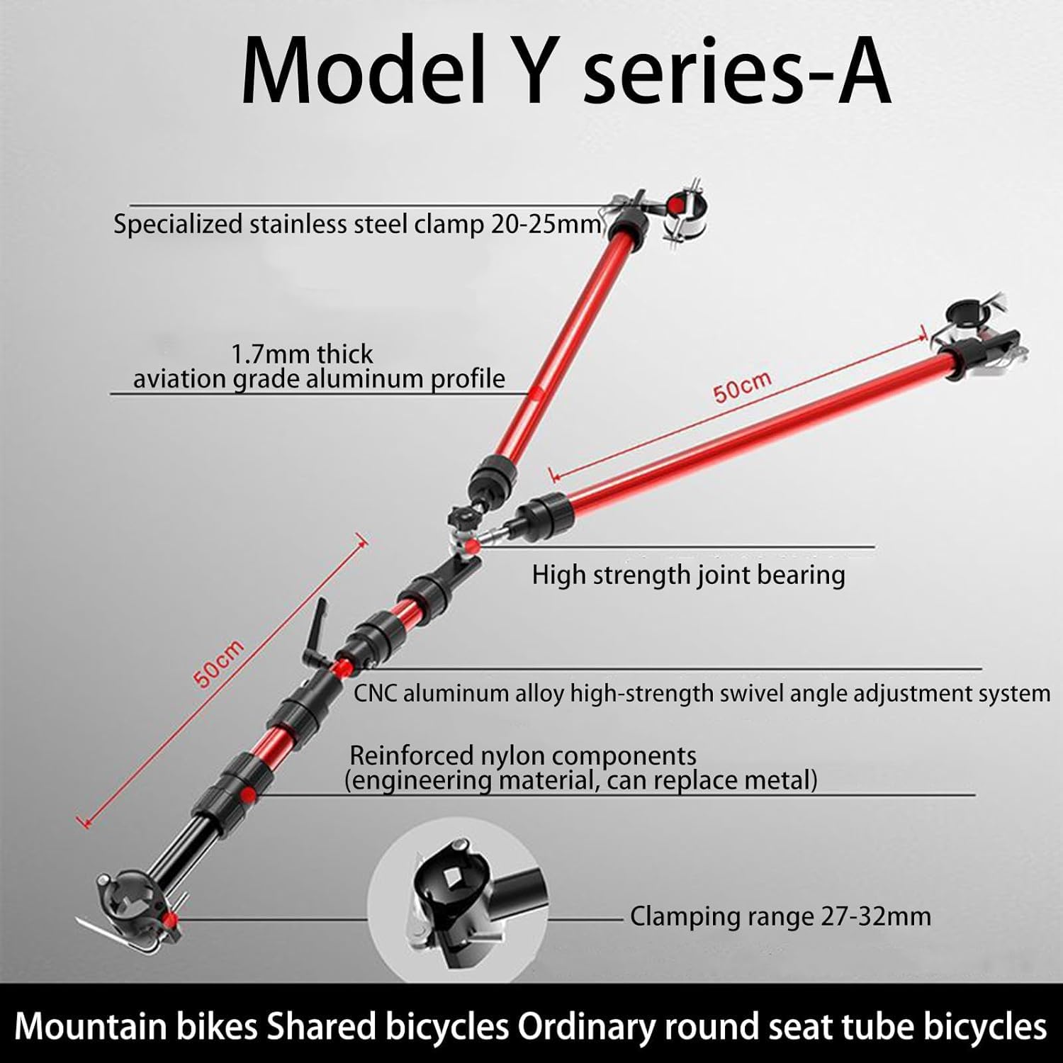 Fahrradanhängerverbinder Lastenfahrradanhänger Anhängerkupplung Faltbare Aluminiumlegierung Fahrrad Elektrofahrzeug Anhänger Verbindungsstange Geeignet für Mountainbikes Kinderfahrräder,A