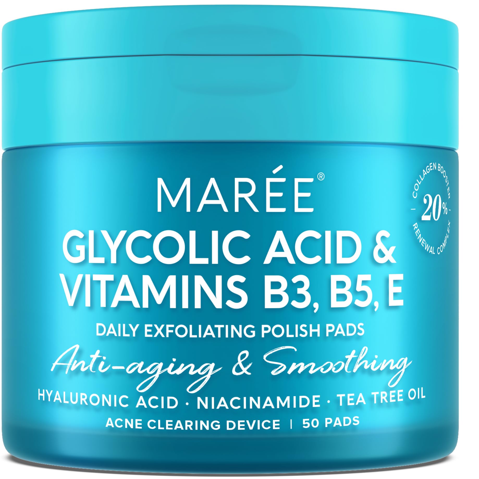 Facial Polish - Glycolic Acid Peel Pads For Face With Tea Tree Oil - Exfoliating & Cleansing Polish with Salicylic Acid & Vitamins E, B3, B5 - Face Pads with Skin Peeling & Deep Cleaning EffectClimatePartner certified
