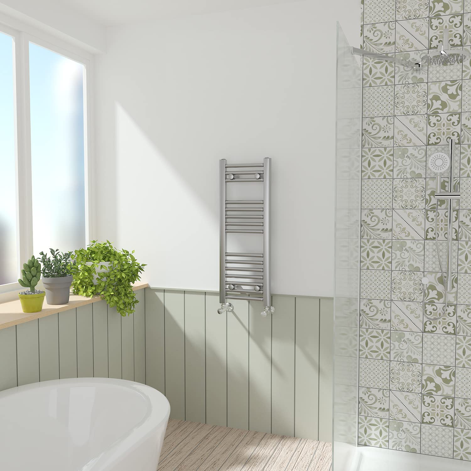 NRG Chrome Straight Central Heating Towel Rail Bathroom Heated Rad Radiators Ladder Warmer - 800×300mm