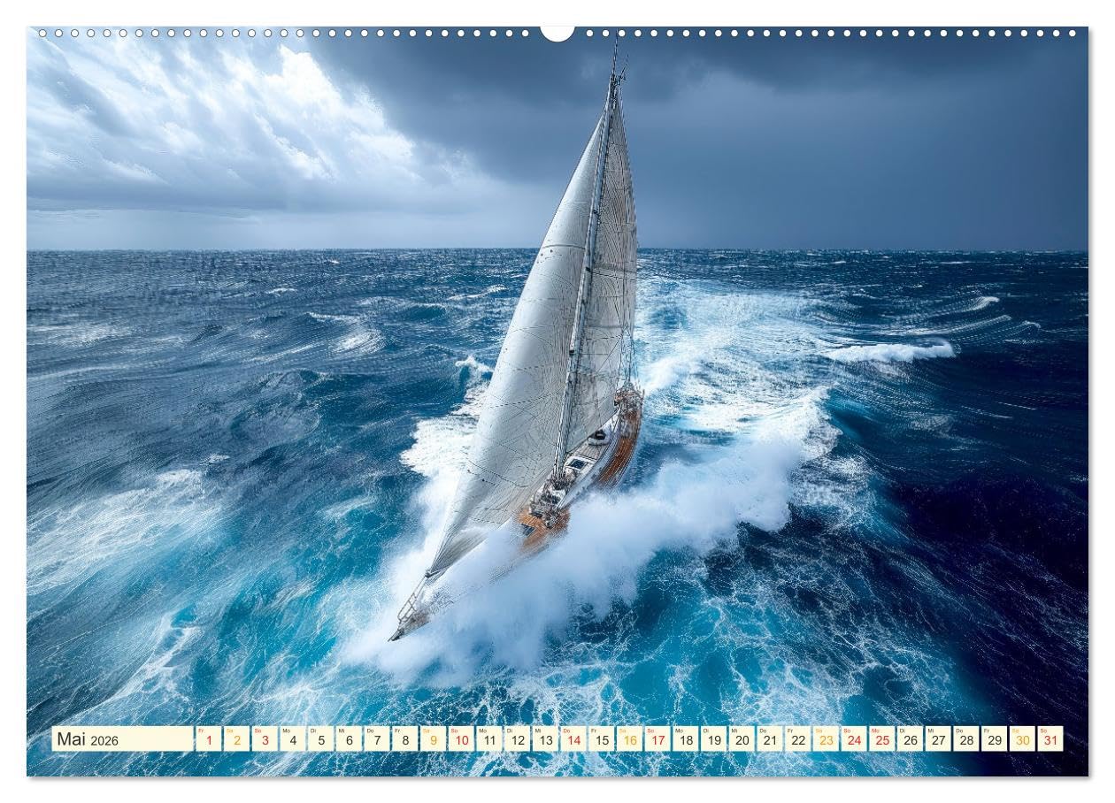 Segeln - schöne Momente (hochwertiger Premium Wandkalender 2026 DIN A2 quer), Kunstdruck in Hochglanz: Sonne, Wind und Wellen bis zum Horizont. (CALVENDO Sport)