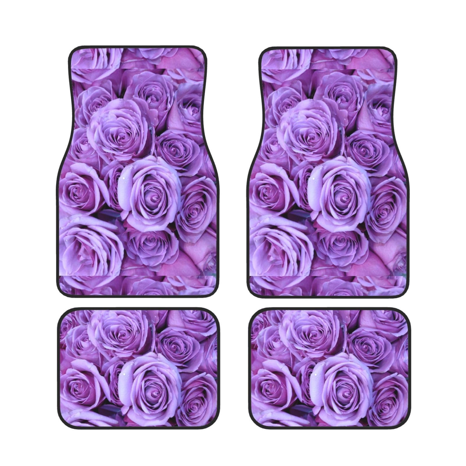 Alfombrillas de coche con rosas moradas juego de 4 piezas antideslizantes de neopreno 7