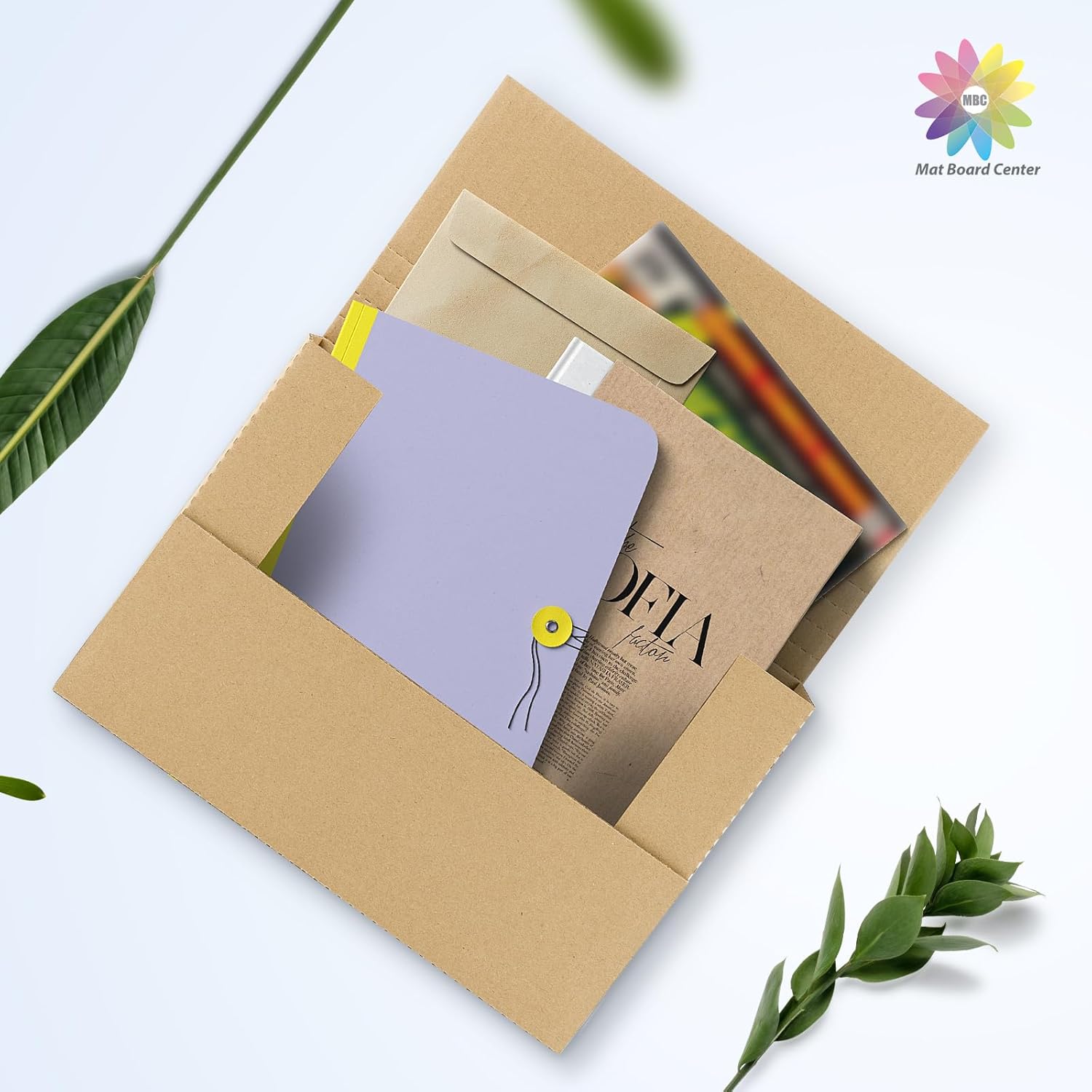 Mat Board Center, 25 Pack 10.75x7.5x2 Inch Easy-Fold Corrugated Mailer, for Comic Book Box & Height Adjustable Shipping Boxes for Document and Photo Mailing