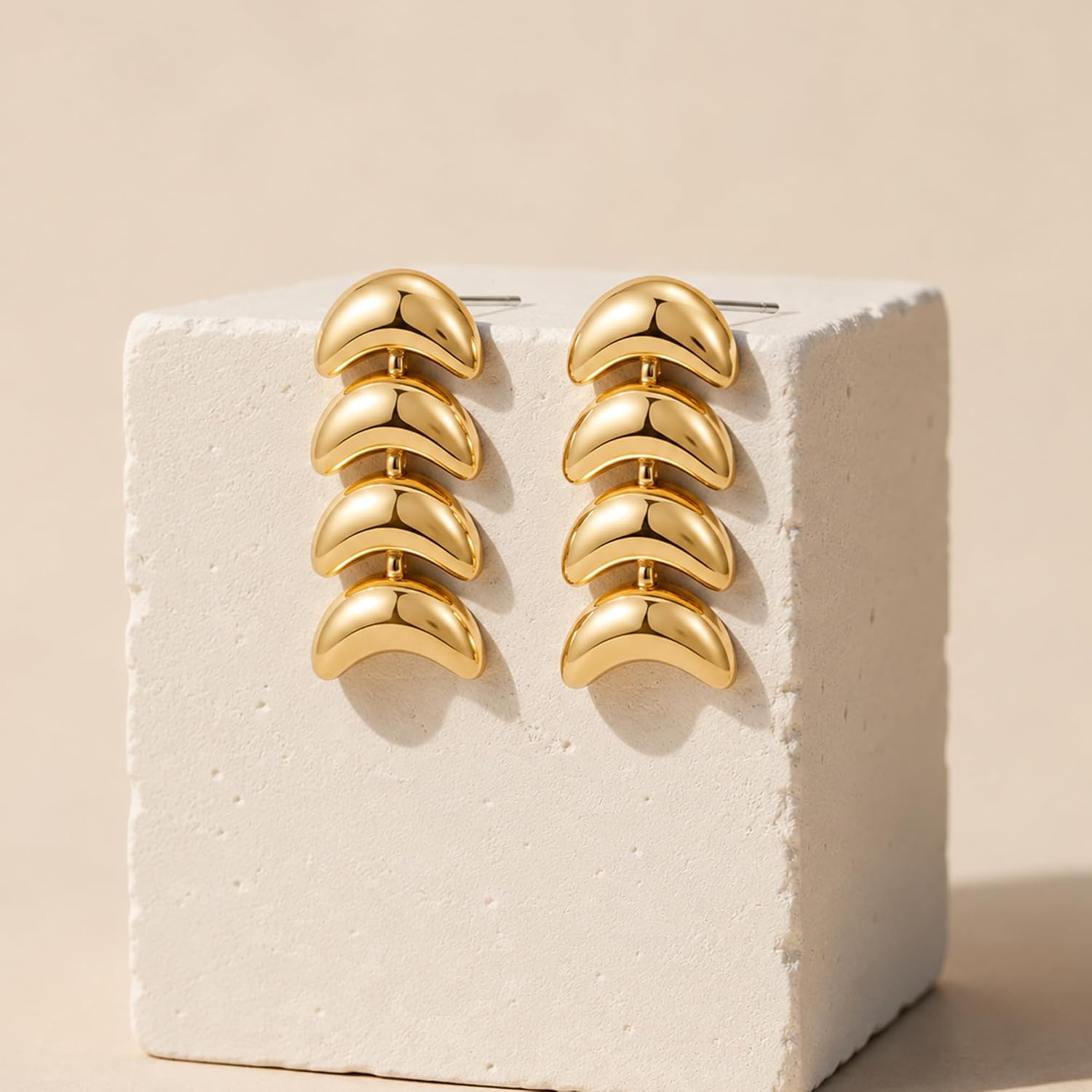 MIJENIT Gold Moon Waterdrop Tone Long Statement Earrings for Women image 5