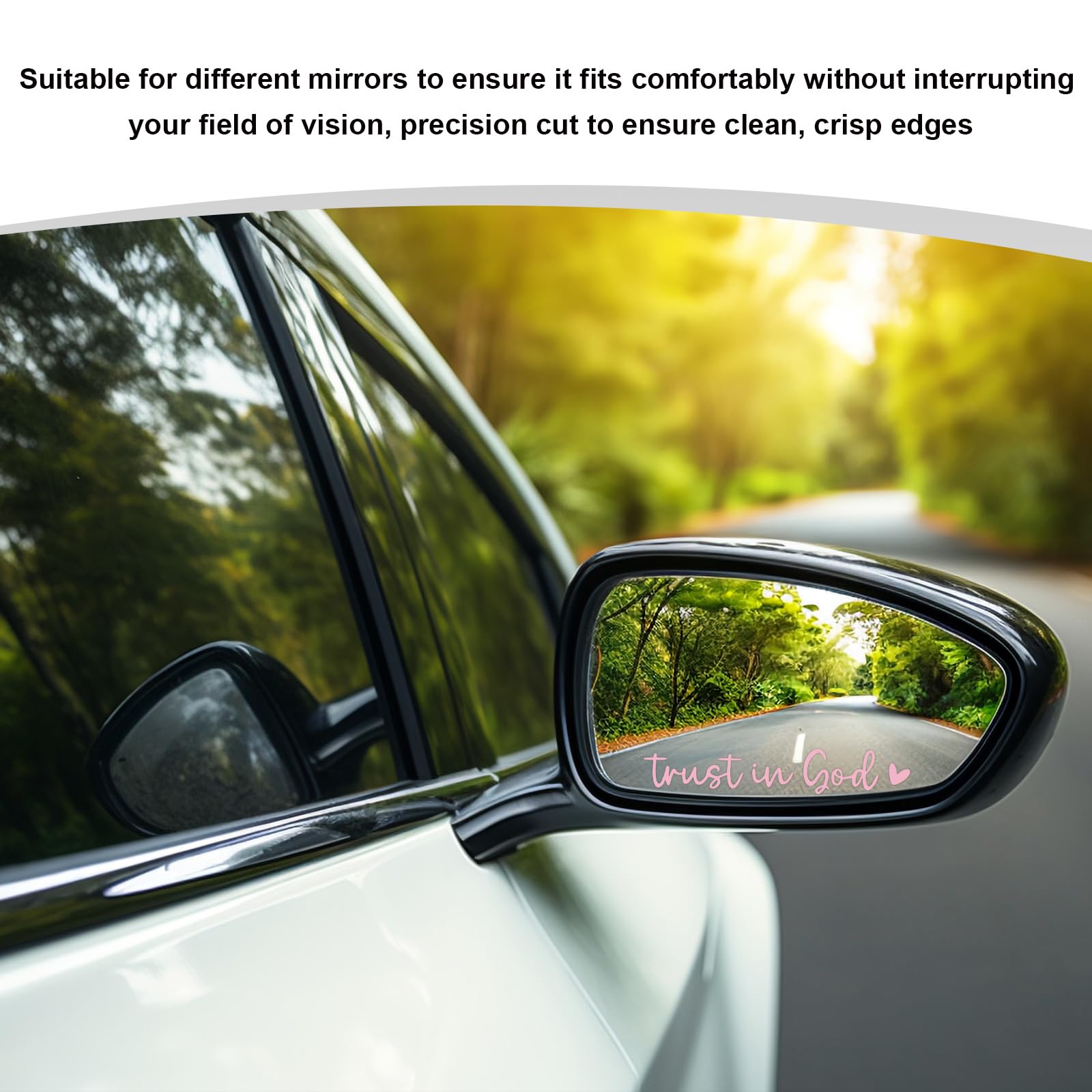2 PCS Trust in God Rearview Mirror Decals Automotive Vinyl Rear View Mirror Decorative Stickers Waterproof Trust in — view 5