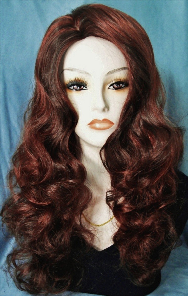 CASSIE Skin Top Wavy Wig by Mona Lisa - 33-130 Dark Auburn-Copper Red