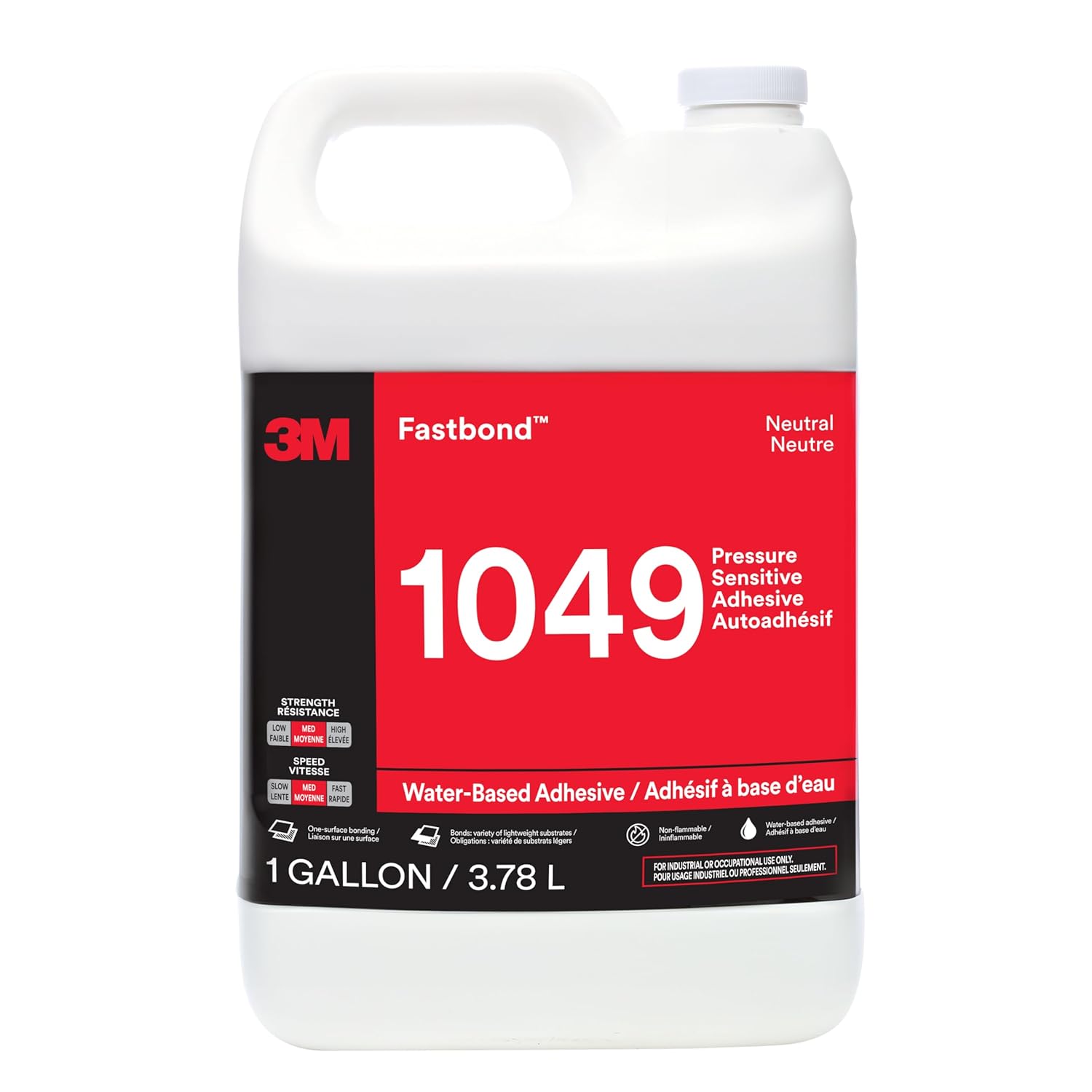 3M Fastbond Pressure Sensitive Adhesive 1049, Neutral, 1 Gallon