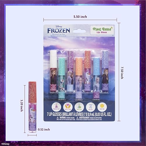 Miniatura 8 de Disney Frozen - Brillo de labios a base de plantas de 7 piezas, recuerdos de fiesta para niñas, primer juego de maquillaje para niñas, perfecto para