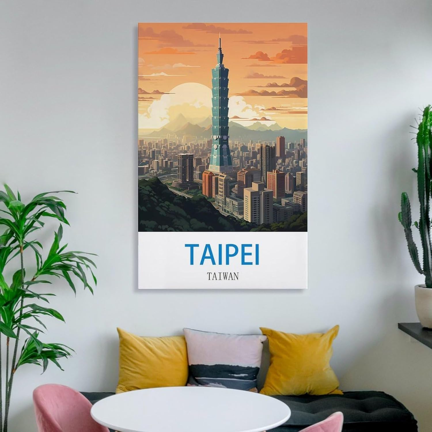 FZYUEN Taipei Taiwan Vintage Travel Poster 24x36inch(60x90cm) Canvas Wall Art Prints for Wall Decor Room Decor Bedroom Decor