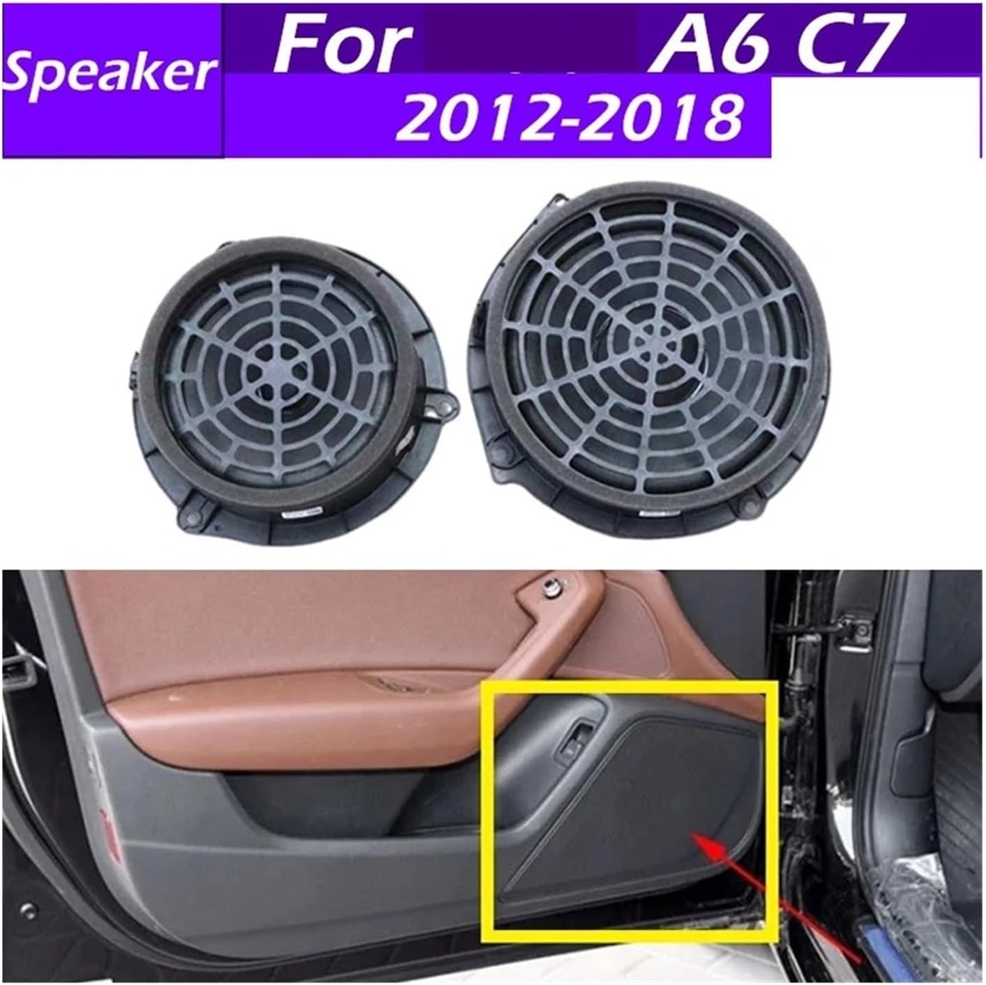 Car Front Rear Door Speaker Tweeter Middle Bass Horn Accessories A6 C7 2012 2013 2014 2015-2018 Replace car Horn(Rear)